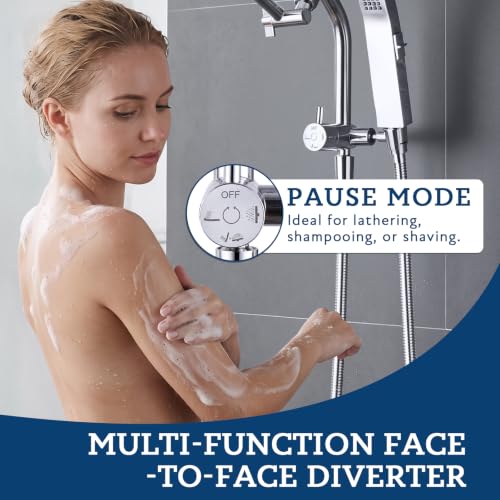 G-Promise 6-Inch All Metal Shower Diverter with Low Handheld Holder - Chrome, Model Lower 6 Inch