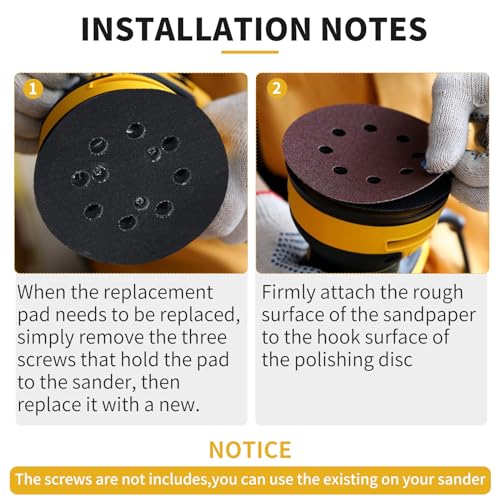 Sander Pads Replacement for Dewalt, 5" 8 Hole Hook and Loop Orbital Sander Pads Compatible with DeWalt DW420 DW421 DW422 DW423 DW426 D26451 D26453 Random Orbital Sanders