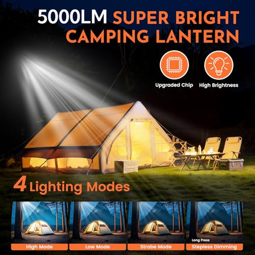 Yontriyo 42W-2Pack Rechargeable Camping Lights 12000mAh Portable Lanterns with Magnetic Base & 4 Modes
