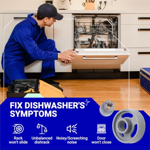 BlueStars WD12X10231 Dishwasher Lower Rack Wheel with Stud – 8 Pack