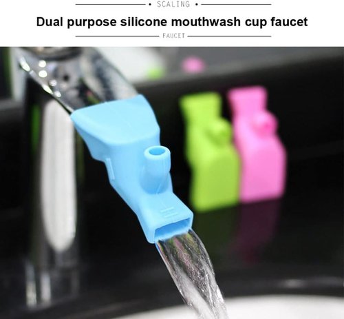 1Pc Blue Food Grade Silicone Faucet Extender Water Tap Extension High Elastic Sink Washing Device Kitchen Bathroom Mouthwash Cup Guide Sink Water Tap Extension Easy Installation,Bathroom Safety