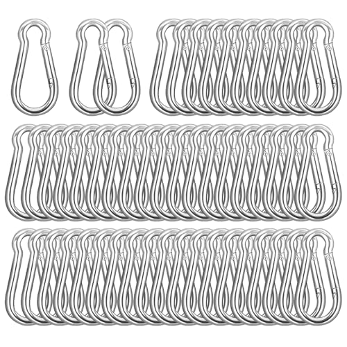 40PCS M6 Heavy Duty Spring Snap Hook Carabiner Clips - Silver, 2.36in