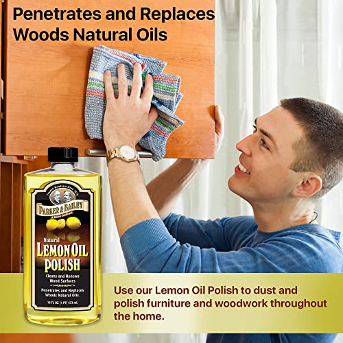 Parker & Bailey Lemon Oil Polish for Furniture & Wood - 16 oz - Natural Lemon Scented Restorer & Cleaner