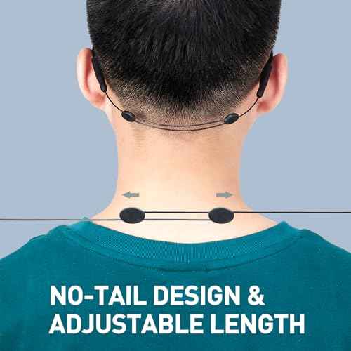 Glasses Strap -No Tail Adjustable Sunglasses Strap, Eyeglasses Strap, Cable Straps, Eye Glasses Holders Around Neck, Lanyard for Men Women -Eyewear Retainer String, Chain (4pcs Black 16Inch)