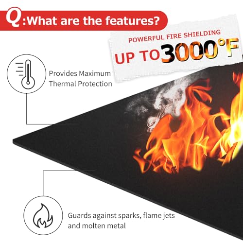 Matace 40x40 Inch Large Fireproof Welding Blanket & Pad, 5mm Thickened Fire Resistant Carbon Felt Cloth, Flame Retardant Fabric, Heat Shield for Grill Cover, Soldering, Firepit, Smoker, Black
