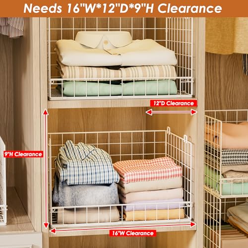 Yociyoga 4-Tier Stackable Closet Organizer White 11.8x15.7x34.6in Space-Saving Storage Basket