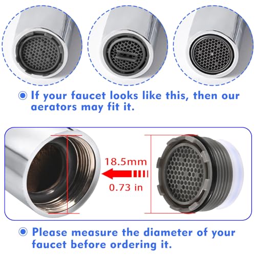 WeeVeni M18.5 Faucet Aerator Replacement Pack 6pcs for Kitchen & Bathroom Sink Flow Restrictor with Key Tool