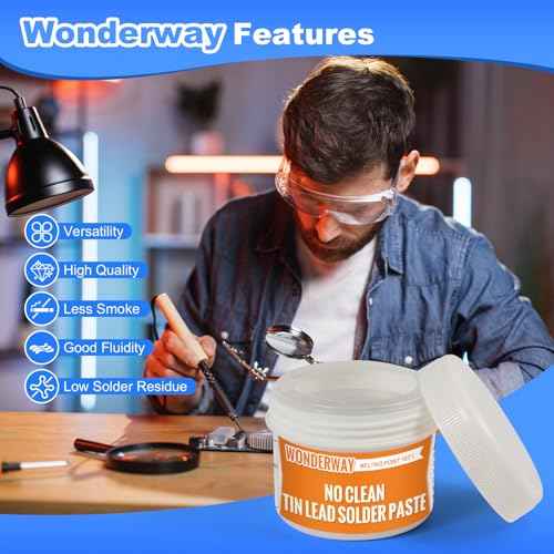 Sn63/Pb37 Solder Paste,T4 Particle, 183¡ÆC Melting, No-Clean Flux for Soldering, Supplied By Wonderway (100g)