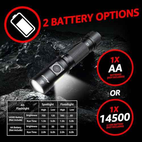 Flashlight, Magnetic LED Flashlight,Small Powerful EDC Flashlight A5 with COB Side Light,700 lumens,6 Modes,2 Types Batteries,Waterproof for Camping, Emergency(Not Included Battery) Gift