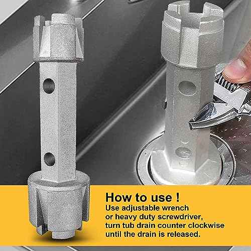 Tub Drain Remover Wrench - Dual Ended for Bath & Shower Drains, Closet Spuds - Heavy Duty Aluminum