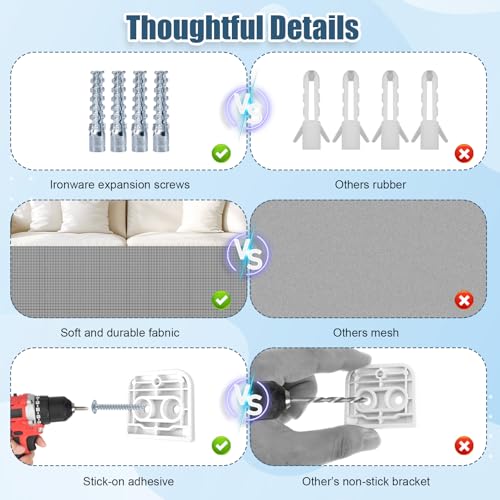 Baby Gate Replacement Parts Kit with Hardware, Wall Mounting Kit, Accessories - Brackets, Hooks, Latches, Screws for Mesh and Retractable Gates