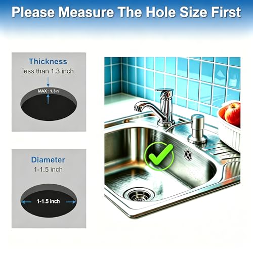 Husfunov Brushed Nickel Kitchen Sink Soap Dispenser, Built-in or Countertop