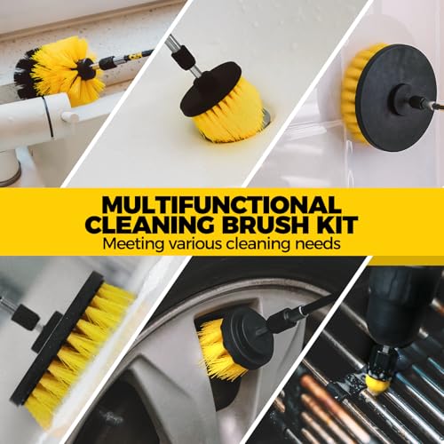 Holikme 30-Piece Yellow Drill Brush Set for Deep Cleaning & Scrubbing