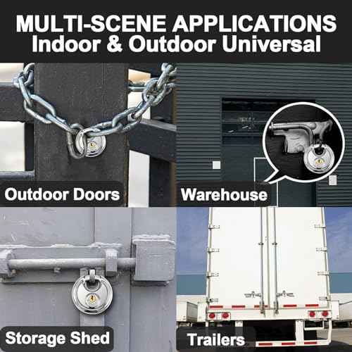 Vervida¢ç Keyed Padlock Stainless Steel Disc Lock with 3 Keys, 3/8 Inch Shackle 70mm, Heavy Duty Lock Outdoor Waterproof Storage Lock for Warehouse, Garage, Storage Locker, and Outdoors (1 Pack)