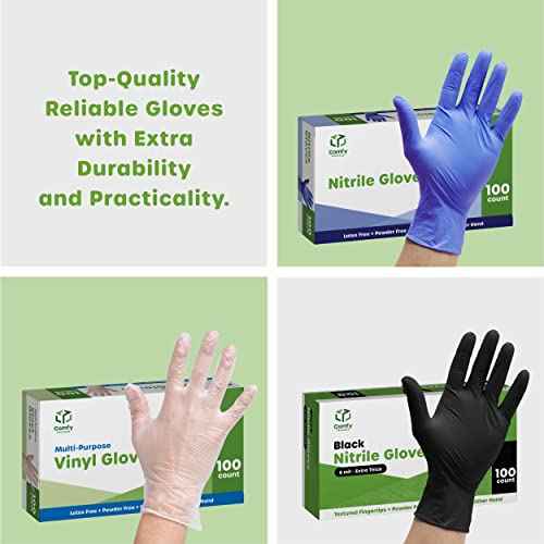 Comfy Package Synthetic Vinyl Blend Disposable Plastic Gloves Non-Sterile, Powder & Latex Free