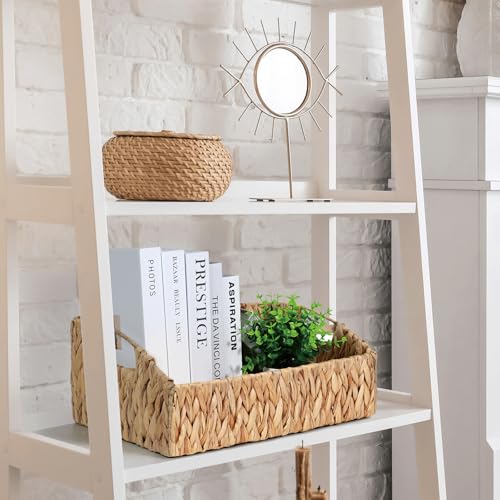 Ollieroo Yellow Hand-Woven Pantry Baskets Set of 3 — Wicker Storage Bins with Handles