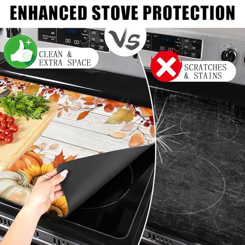 Seimip Hello Fall Pumpkin 28x20 Silicone Stove Top Cover — Heat-Resistant Glass Cooktop Pad
