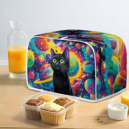 ASQVTIFE Space Black Cat 2-Slice Toaster Cover - Cute Cat Kitchen Accessory