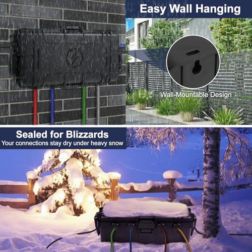 OUTDSPLY Medium Black Outdoor Electrical Box IP54 Waterproof 11.6x5.2x4.1 inches