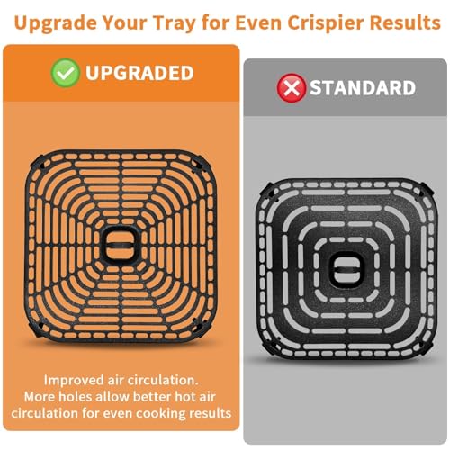 Cosori 6 Qt TurboBlaze Air Fryer Crisper Plate - Square 8.9 x 8.9 in, Non-Stick, Dishwasher Safe with Rubber Bumpers (ZuKaYeHome)
