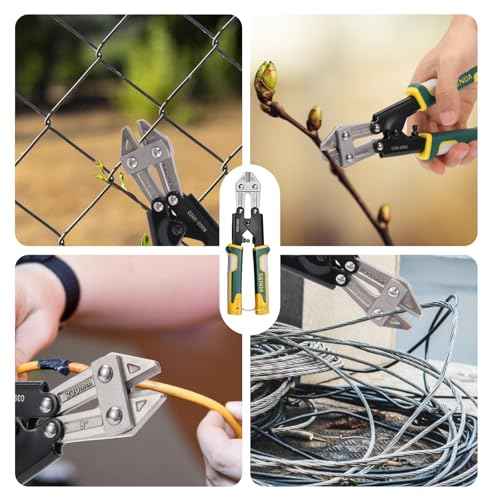 8-Inch Heavy-Duty Wire Cutters and Mini Bolt Cutters Made of Cr-V Steel,Featuring an Ergonomic Soft Non-Slip Grip and a Safety Lock,Small Bolt Cutters for Small Screws,Hooks,Fencing and Steel Wire