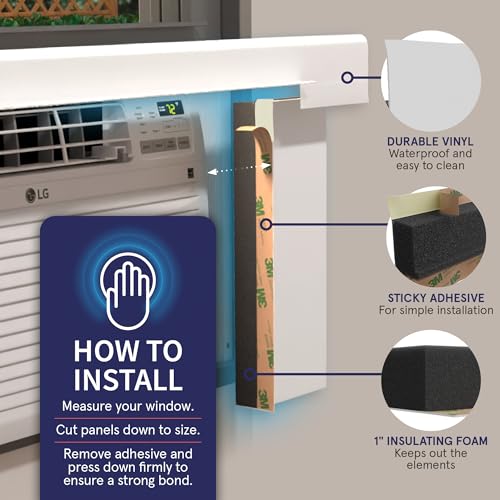Breeze Stop Insulation Side Panels for Window AC Units, Fits Up to 36" Wide, White