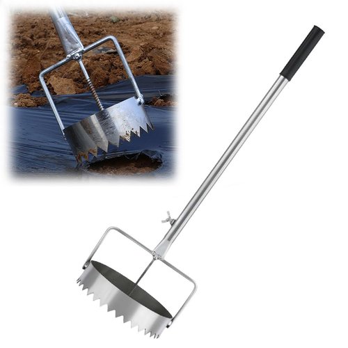 Agriculture Plastic Mulch Film Punch Hole Tool with Retractable Handle,Multipurpose Bulb Planter Sod Remover,Mulch Film Digging Holes for Greenhouse Planting, Lawn Care and Garden Work