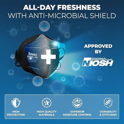 N95 Masks for Adults - NIOSH-Approved Individually Wrapped Reusable N95 Face Masks- 95% Filtration for Easy Breathing