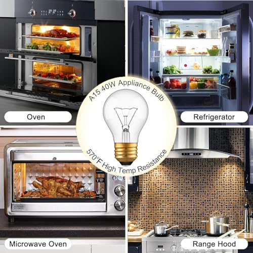 High Temp 300°C Oven Light Bulb 40W E26 120V 2-Pack for Oven/Microwave