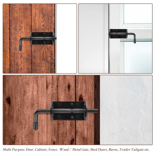 Spring Loaded Gate Latch Pin Barrel Bolt 6in Durable Solid Steel Black 2pcs