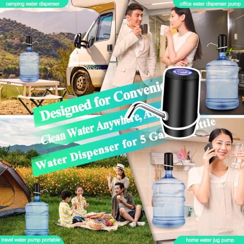 Beyio Black Electric Water Dispenser for 5 Gallon Bottle, Portable & Rechargeable