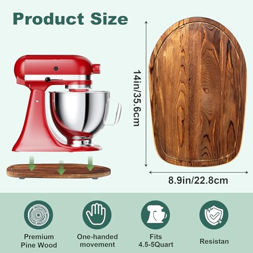 Food-Grade Pine Wood Mixer Slider for KitchenAid Tilt-Head 4.5-5 Qt Brown