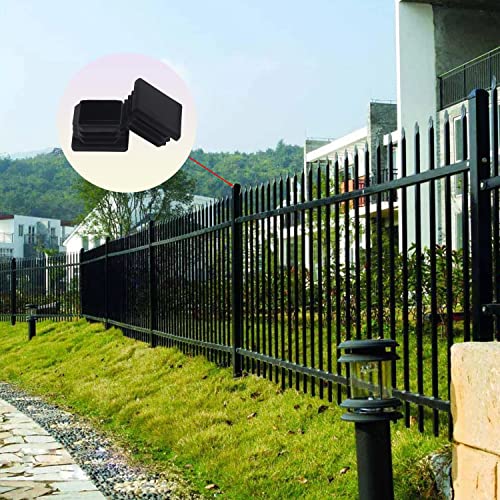 2-Inch Square Tubing End Caps Black Plastic Fence Post Covers 10 Pack