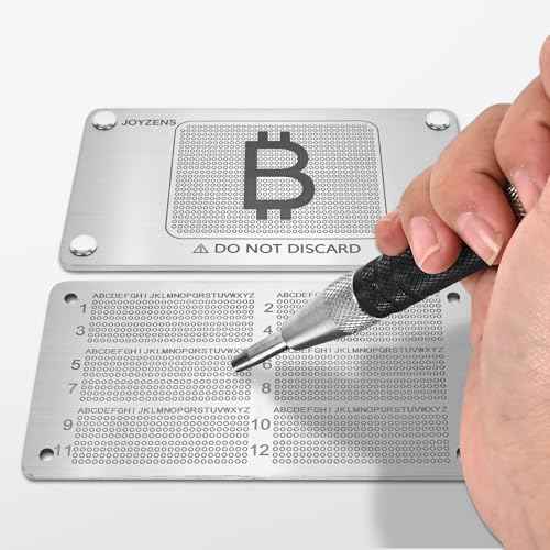 Stainless Steel Seed Phrase Punch Plate Kit, Crypto Wallet Backup, Compatible with Trezor, Ledger, SafePal