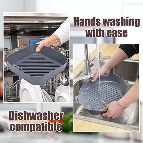 Golden Associate 9x9 Inch Silicone Air Fryer Liners, 2-Pack - Non-Stick Food-Grade Square Liners