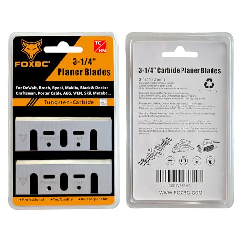 FOXBC 3-1/4 Inch 82mm TCT Carbide Planer Blades Replacement For Makita N1900B, KP0810, XPK01, DeWalt D26676, DW6655, DW680, Bosch 1594 PA1205, Ryobi and most Hand-Held Planer