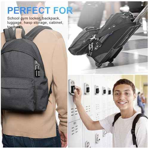 DELSWIN Small Combination Lock for Locker, 4-Digit Mini Combo Lock for Backpack and Luggage, Combination Padlock for School Gym Locker (Pack of 4)