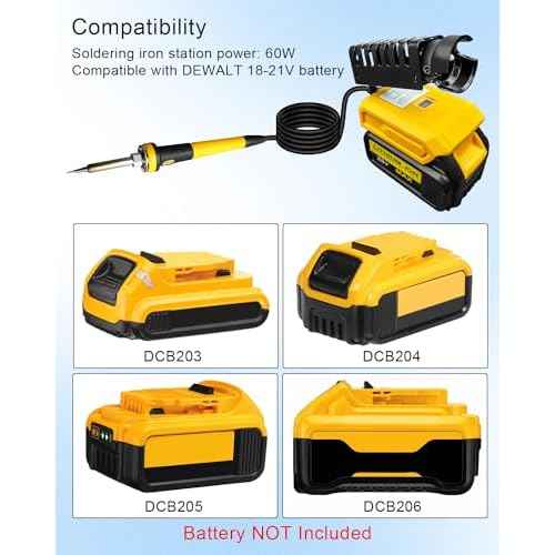 Soldering Iron Station Compatible with Dewalt 20V/18V DCB203 DCB204 DCB205 DCB206 Battery, Portable Cordless Soldering Iron Station Tool for DIY Appliance Repair Wire Welding (Battery NOT Included)