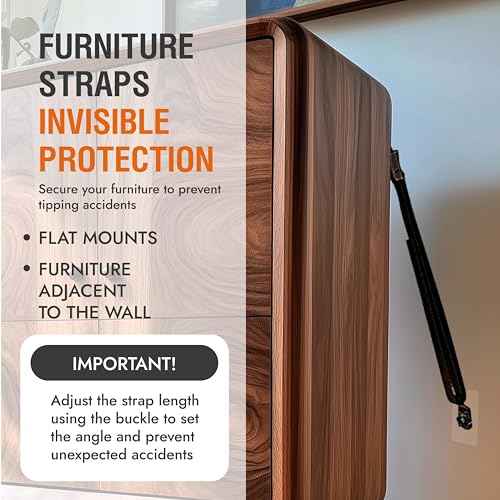 TV Safety Straps - Anti-Tip Furniture Straps for Baby Proofing - Adhesive Non Drill TV Straps Safety for Flat Screen - Adjustable Earthquake Straps - Wall Furniture Anchors for Baby Proofing