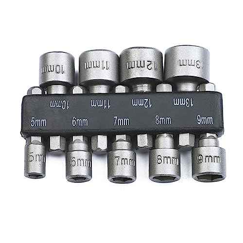 9 Pcs 1/4 Inch Hex Power Nuts Driver Drill Bit Tools Metric Wrench For Quicker Change Chuck Power Socket Aapter 5-13mm