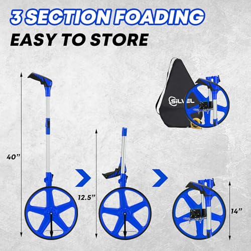 SILVEL 12-Inch Measuring Wheel Blue with 9999 ft Capacity — Foldable, No Batteries