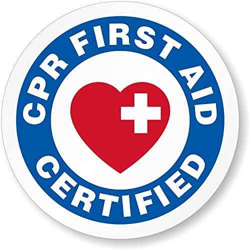 SmartSign CPR First Aid Certified Pack of 5 Hard Hat Labels | Retro-Reflective, 2" Circle