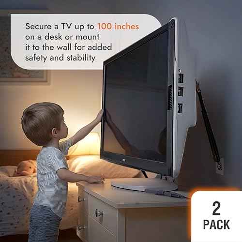 TV Safety Straps - Anti-Tip Furniture Straps for Baby Proofing - Adhesive Non Drill TV Straps Safety for Flat Screen - Adjustable Earthquake Straps - Wall Furniture Anchors for Baby Proofing