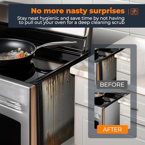 SEVCHY 21 inch Silicone Stove Gap Covers (2 Pack) Heat-Resistant Oven Gap Filler, Black
