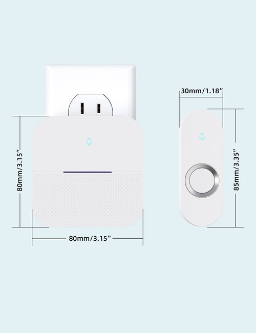 AIDA Lighted Wireless Doorbell for Home, Waterproof Battery Doorbell Wireless 1,000ft Range, 5 Volume Levels with 58 Doorbell Chimes & LED Flash (White, Doorbell with 2 Buttons & 1 Receiver)