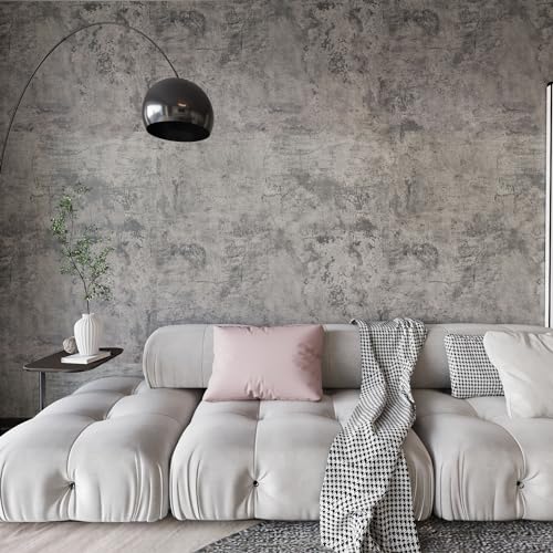 BAYYA Gray Concrete Peel and Stick Wallpaper 15.8" x 354" - Waterproof Self-Adhesive Wall Covering for DIY Furniture & Wall Renovation