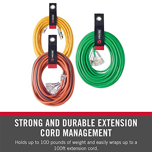 VELCRO Brand Extension Cord Holder Straps 3 Pack - Black, 10/14/18 Inch Variety