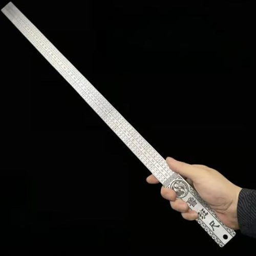 Heavy Duty Stainless Steel Ruler 20" (50cm), Dual Scale Inch & Centimeter Metal Meter Stick, Architect Straight Edge Measuring Tool with Holster (Heavy Duty Ruler)