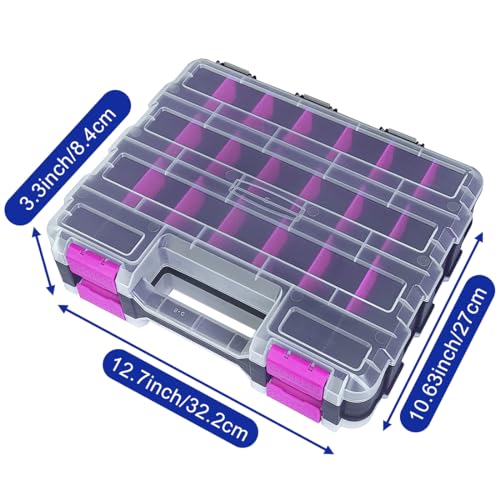 Busy-Corner Purple 50-Compartment Double-Sided Parts Organizer Box with Removable Dividers