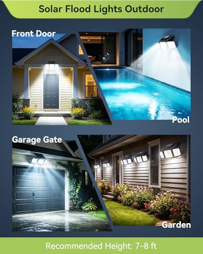 Daphino 2500LM Solar Motion Sensor Outdoor Lights 3-Head Non-Remote 2 Pack